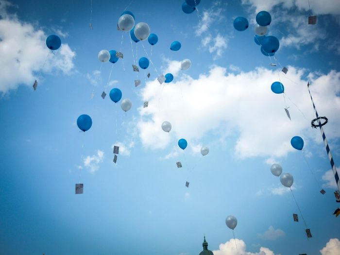 A balloon release at an event