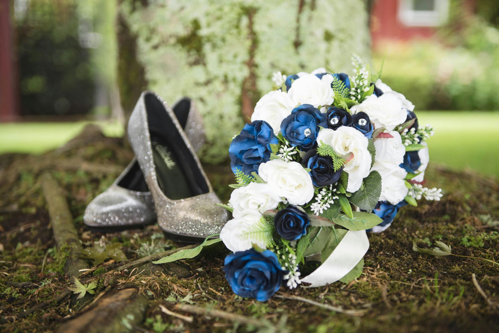 Heels and a bouquet from a wedding